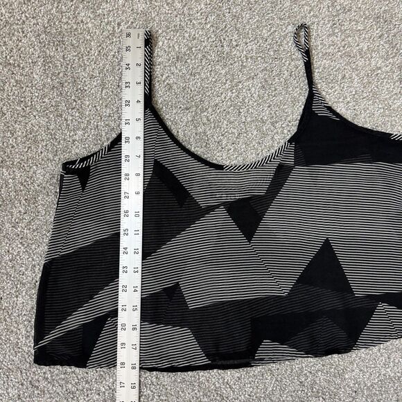 Volcom Strangler Cami Top Womens Small Black White Geometric Sheer Cropped - Picture 7 of 7
